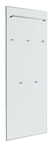 XL-Garderobenpaneel flach aus der Serie SANTINA von VOSS, seitliche Perspektive, mit mehreren Haken und einer oberen Stange.