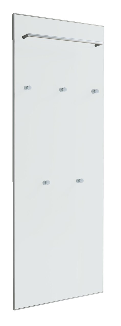 VOSS XL-Garderobenpaneel flach SANTINA XL-Garderobenpaneel flach aus der Serie SANTINA von VOSS, seitliche Perspektive, mit mehreren Haken und einer oberen Stange.