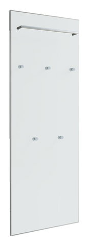 XL-Garderobenpaneel flach aus der Serie SANTINA von VOSS, seitliche Perspektive, mit mehreren Haken und einer oberen Stange.