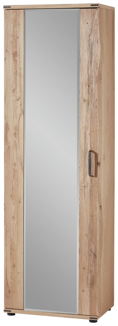 Linea Natura Garderobenschrank BOSTE Garderobenschrank aus Holz mit Spiegeltür, Frontalansicht