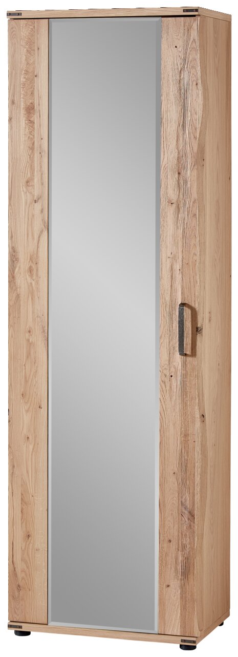 Linea Natura Garderobenschrank BOSTE Garderobenschrank aus Holz mit Spiegeltür, Frontalansicht