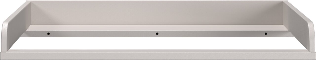 Weißes Wandregal aus Holz, frontal betrachtet, ideal für Babyzimmer.