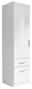 Z2 Drehtürenschrank 1-türig (re) CELLE Weißer, einflügeliger Drehtürenschrank mit zwei Schubladen, seitliche Perspektive