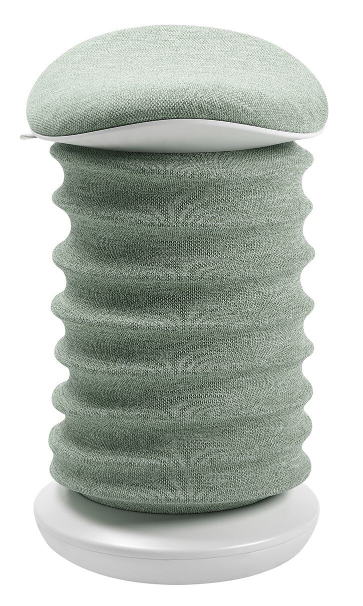 Grüner Aktiv-Sitz mit wellenförmigem Design, seitliche Perspektive