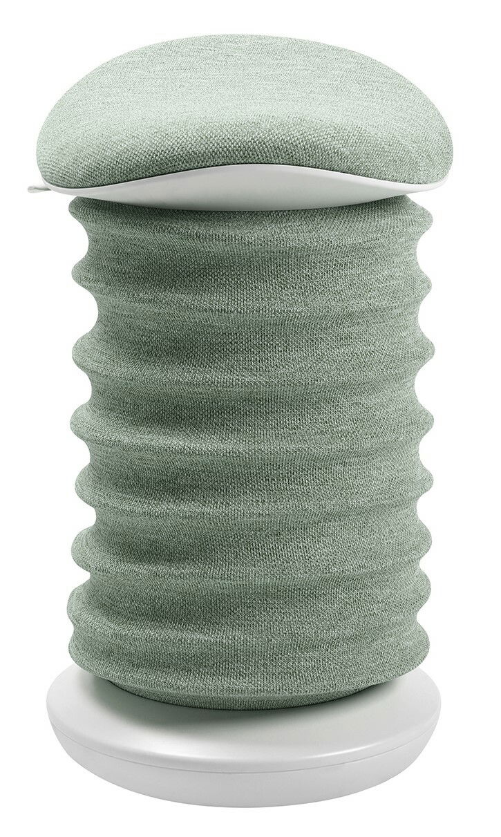 Grüner Aktiv-Sitz mit wellenförmigem Design, seitliche Perspektive