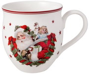 Beker met handvat en kerstmanmotief, zijaanzicht