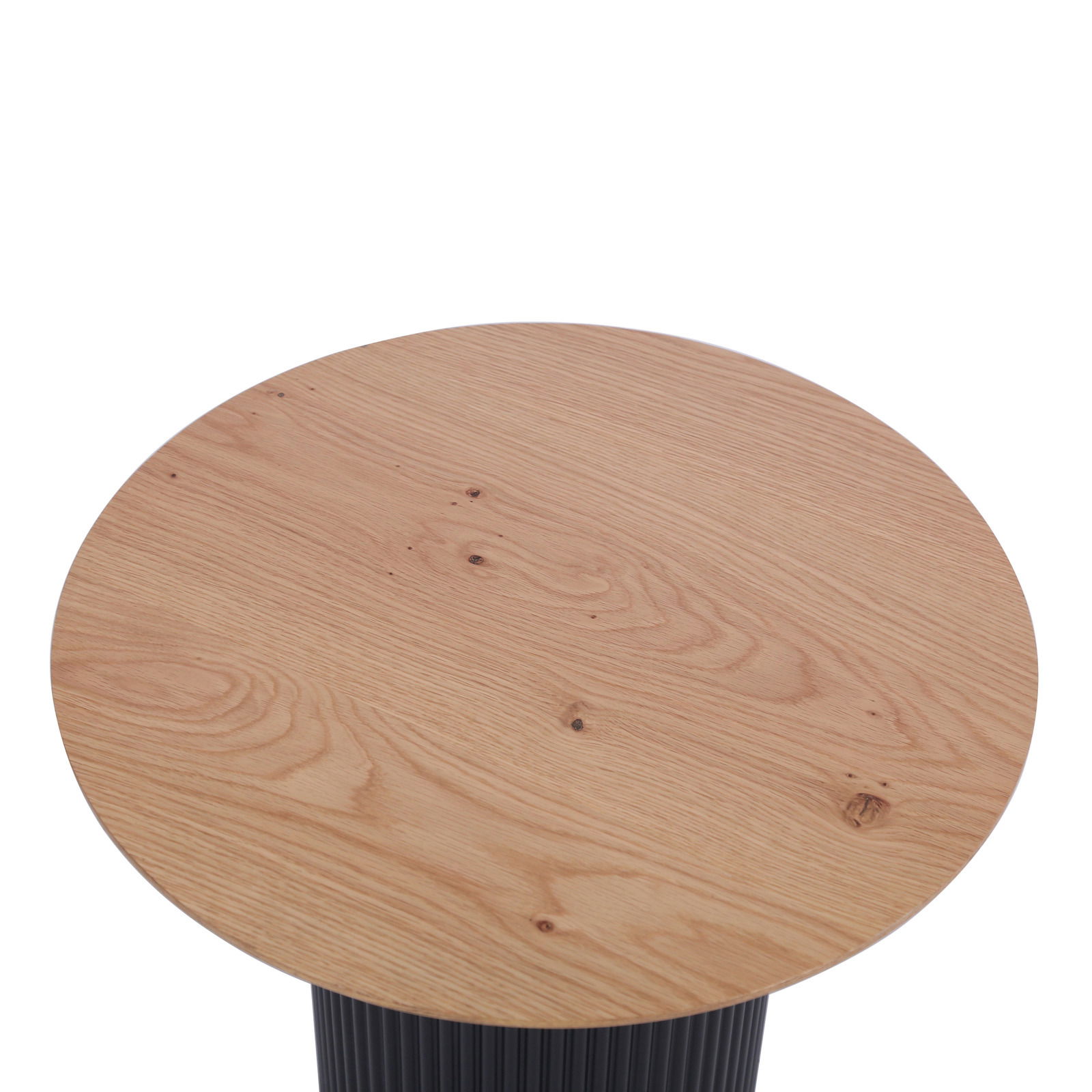 Runder Beistelltisch mit Holzplatte, Ansicht von oben