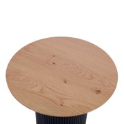 Runder Beistelltisch mit Holzplatte, Ansicht von oben