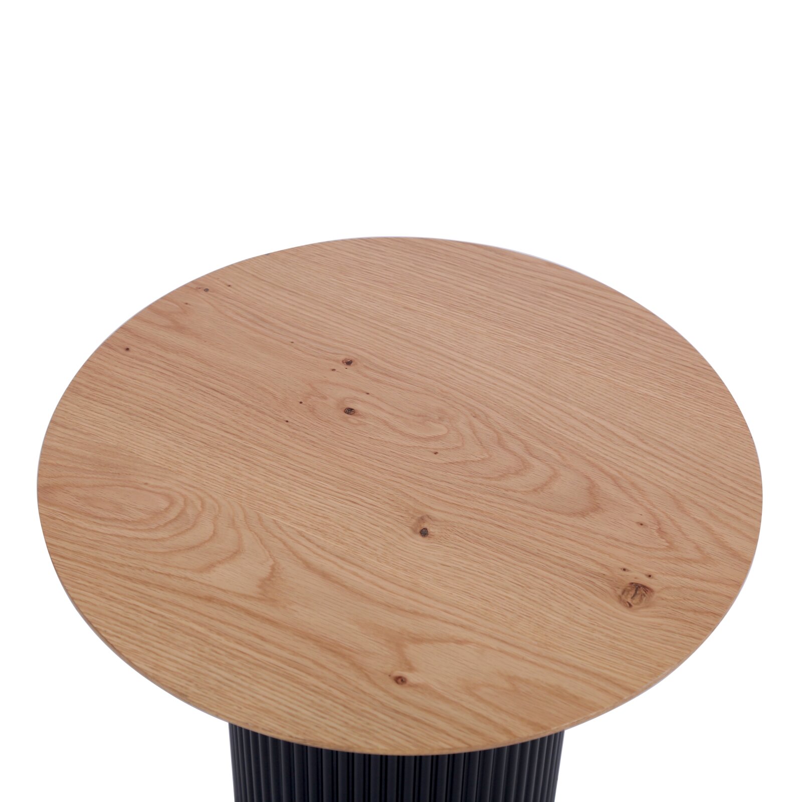 Ronde bijzettafel met houten blad, bovenaanzicht