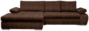 Braunes Ecksofa mit Ottomane links, Vorderansicht