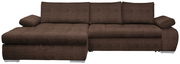 Braunes Ecksofa mit Ottomane links, Vorderansicht