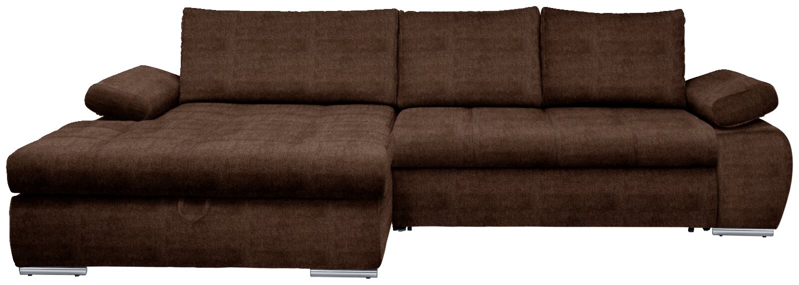 Braunes Ecksofa mit Ottomane links, Vorderansicht