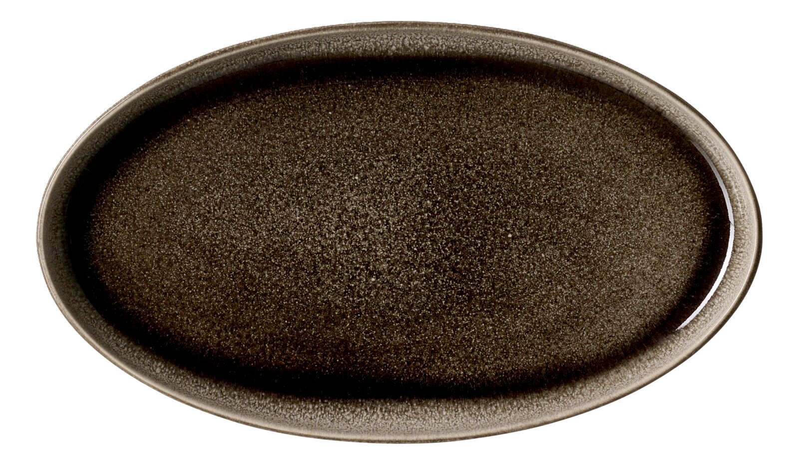 Ritzenhoff & Breker Platte Oval EDA UMBRA Ovale Platte in dunklem, gesprenkeltem Design, von oben betrachtet.
