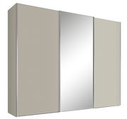 Schwebetürenschrank Moderano Serie SYSTEM ONE mit drei Türen, mittlere Tür mit Spiegel, seitliche Perspektive