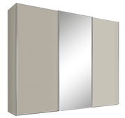 Schwebetürenschrank Moderano Serie SYSTEM ONE mit drei Türen, mittlere Tür mit Spiegel, seitliche Perspektive