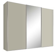 Schwebetürenschrank Moderano Serie SYSTEM ONE mit drei Türen, mittlere Tür mit Spiegel, seitliche Perspektive