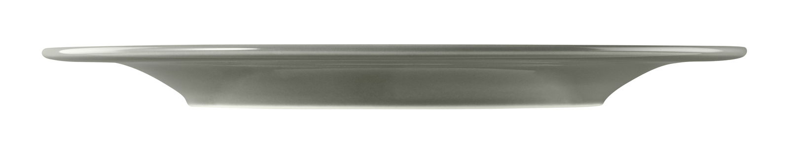 Seitenansicht eines perlgrauen Speisetellers mit einem Durchmesser von 27,5 cm.