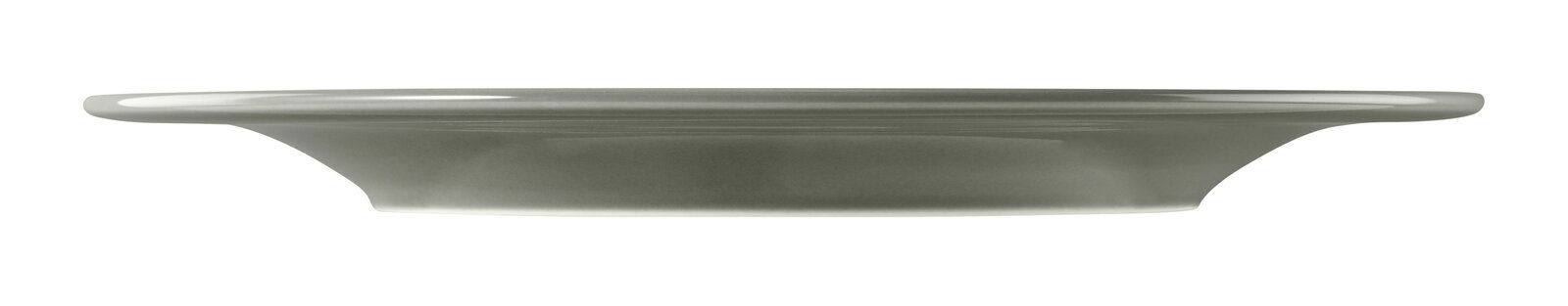Seitenansicht eines perlgrauen Speisetellers mit einem Durchmesser von 27,5 cm.