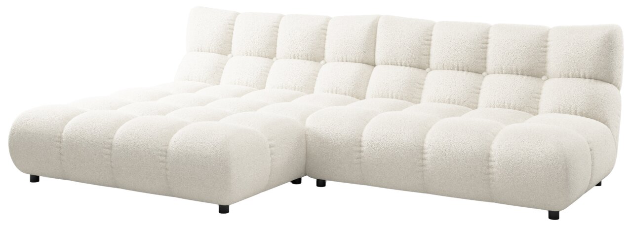 Pure Home Lifestyle Longchairkombination PURE 9136 Weiße Longchairkombination mit gepolsterten, quadratischen Segmenten, seitliche Perspektive