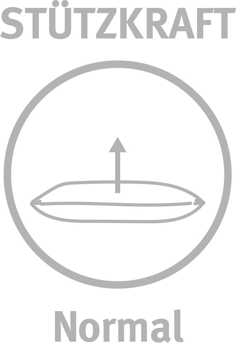 Grafik eines Kissens mit normaler Stützkraft, seitliche Perspektive