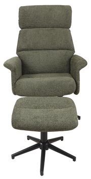 Grüner Relaxsessel mit Hocker, Vorderansicht