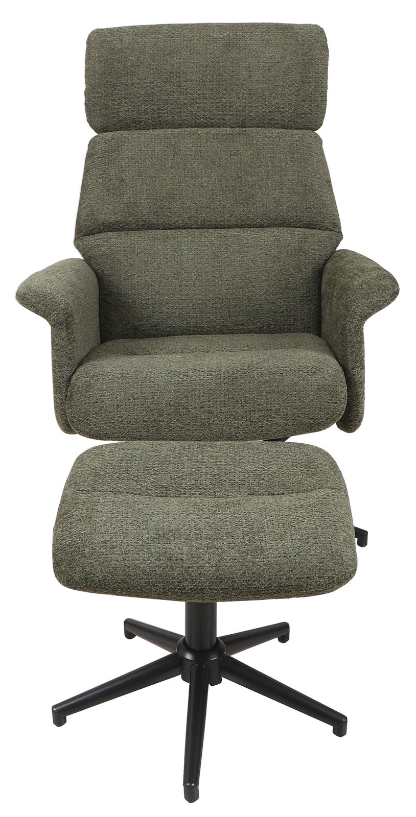 Grüner Relaxsessel mit Hocker, Vorderansicht