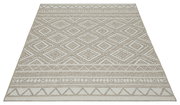 Teppich Ottowa mit geometrischem Muster in Beige und Weiß, perspektivisch von oben fotografiert