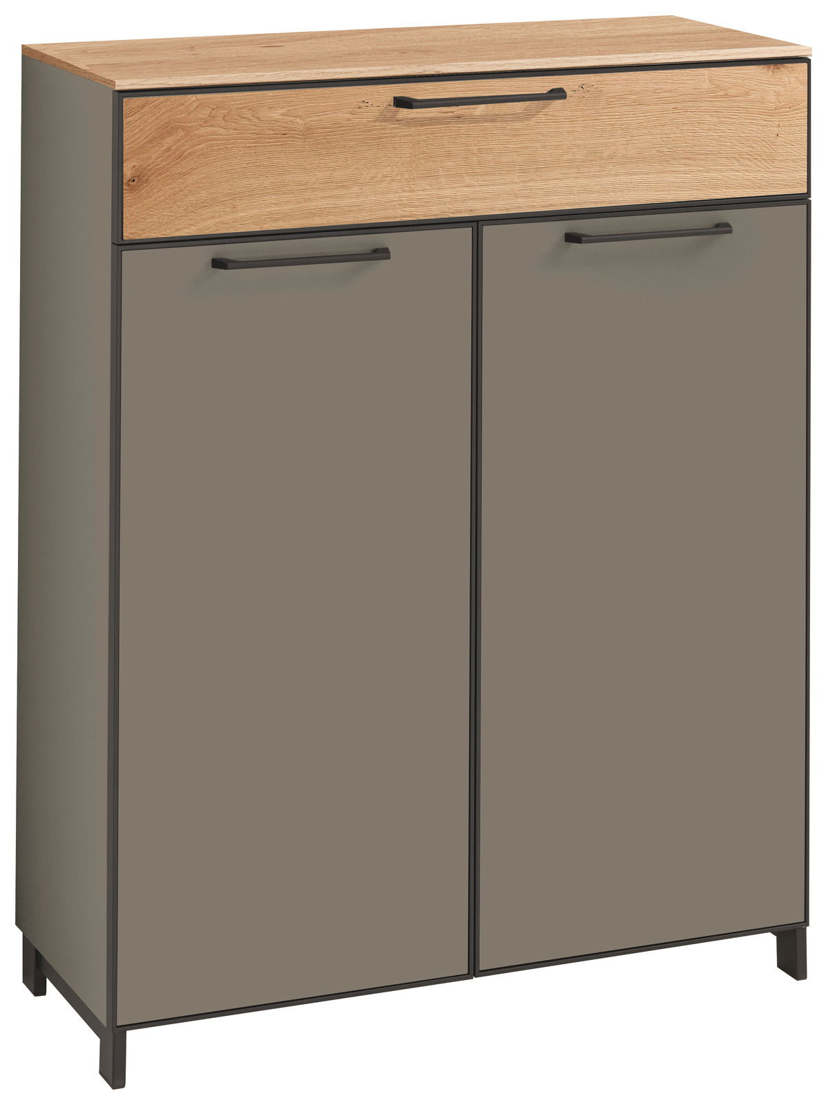 Dieter Knoll Schuhschrank CANDO Moderner Schuhschrank mit Holzoptik und grauen Türen, Frontalansicht