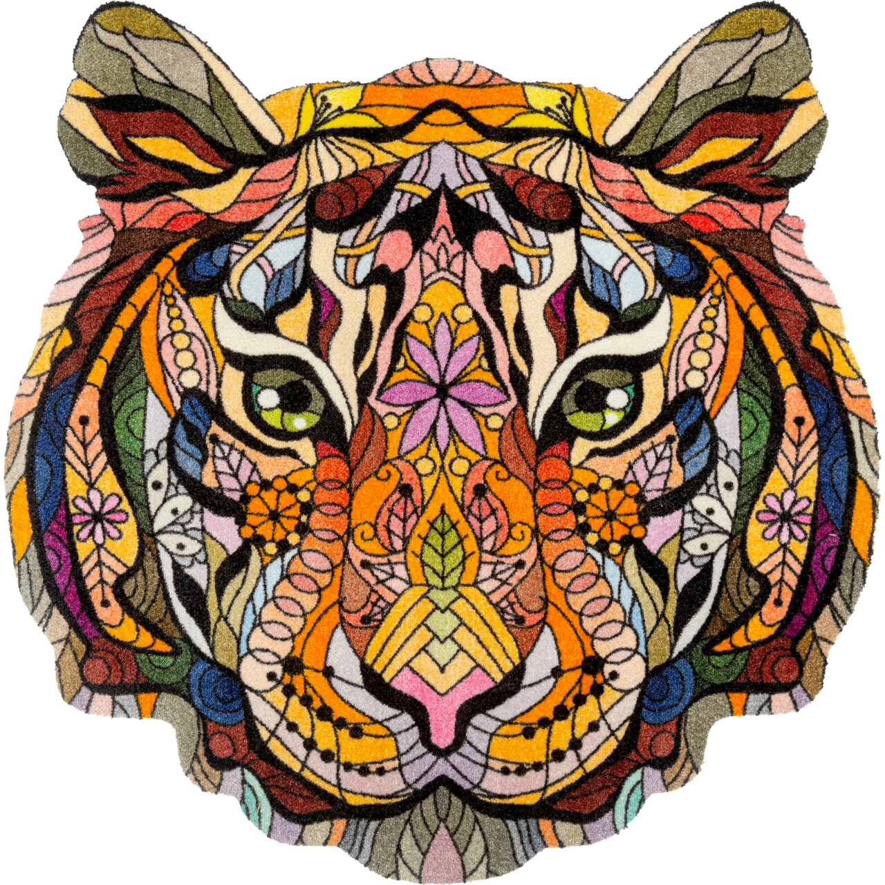 Zurbrüggen Fußmatte WILDERNESS Bunte, kunstvoll gestaltete Tigerkopf-Illustration aus der Vogelperspektive