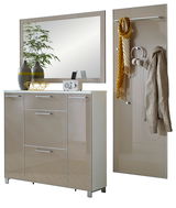 Garderoben-Set 3-tlg. mit Spiegel, Schrank und Wandpaneel, seitliche Perspektive