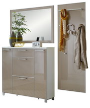 Garderoben-Set 3-tlg. mit Spiegel, Schrank und Wandpaneel, seitliche Perspektive