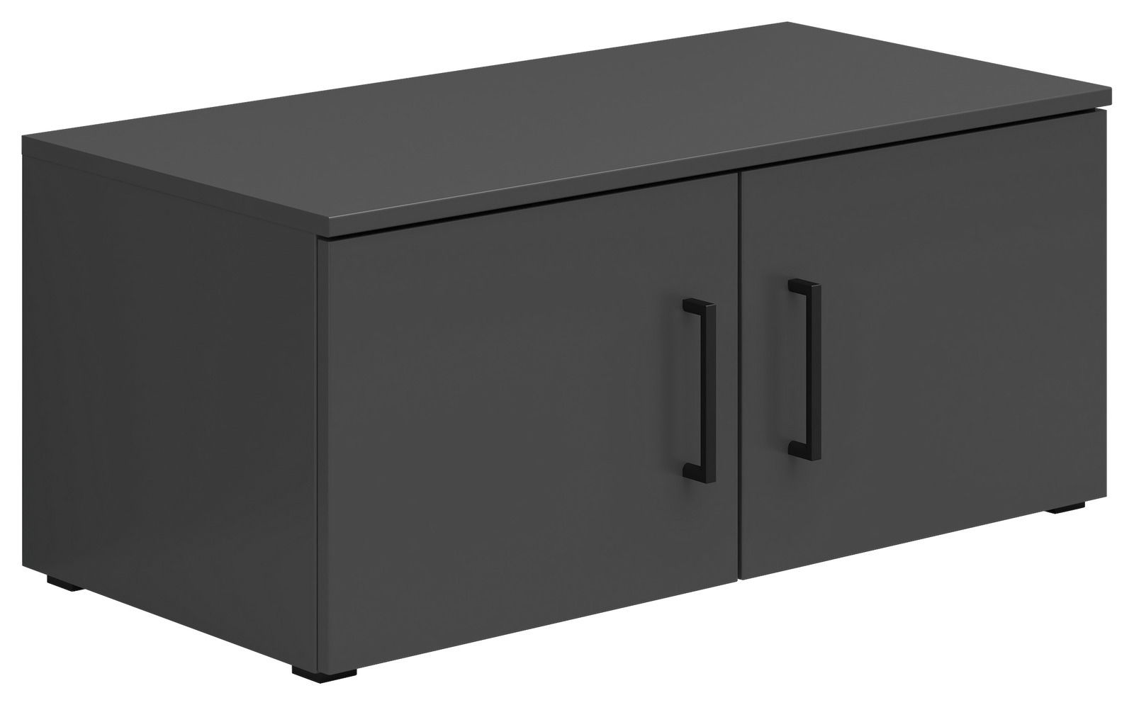 Carryhome Aufsatzschrank MULTISTAURAUM Schwarzer Aufsatzschrank mit zwei Türen und schwarzen Griffen, seitliche Perspektive