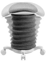 Grauer Aktiv-Sitz SITNESS 4D von Topstar mit wellenförmigem Design und Rollen, Frontalansicht