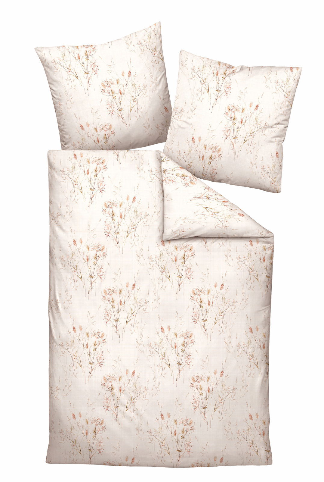 Bettwäsche-Set 155x220cm mit floralem Muster in sanften Farben, Draufsicht