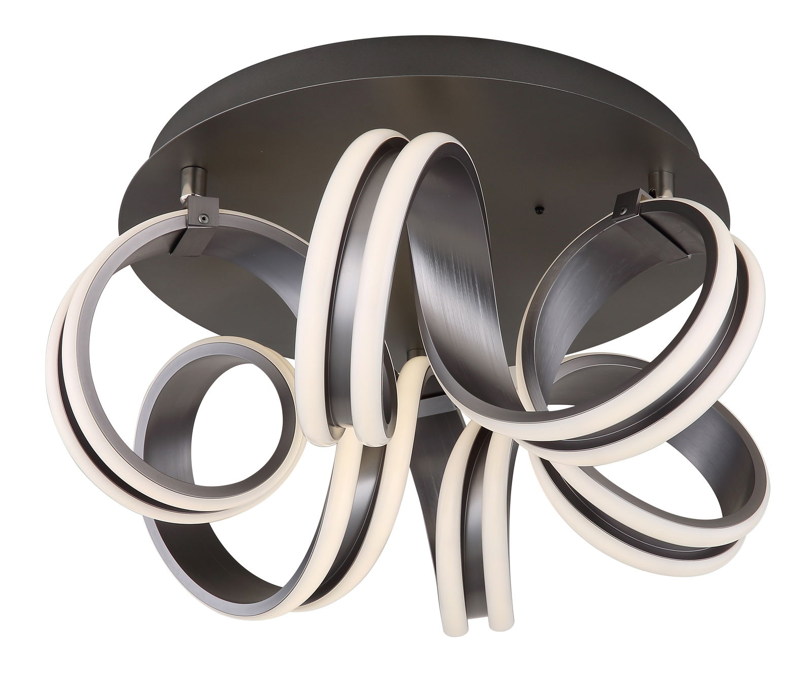 Moderne Deckenleuchte KUNI von Globo Lighting mit geschwungenem Design, seitliche Perspektive