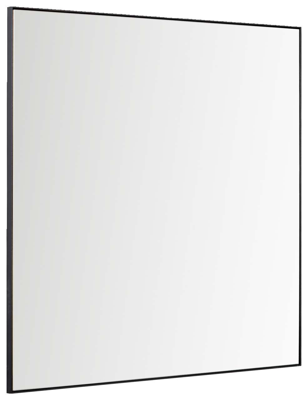 Rechteckiger Spiegel mit schwarzem Rahmen, seitliche Perspektive