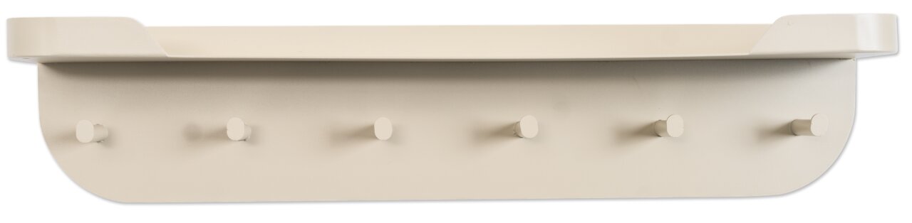 Beige Wandgarderobe mit fünf Haken, frontal abgebildet