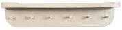 Beige Wandgarderobe mit fünf Haken, frontal abgebildet
