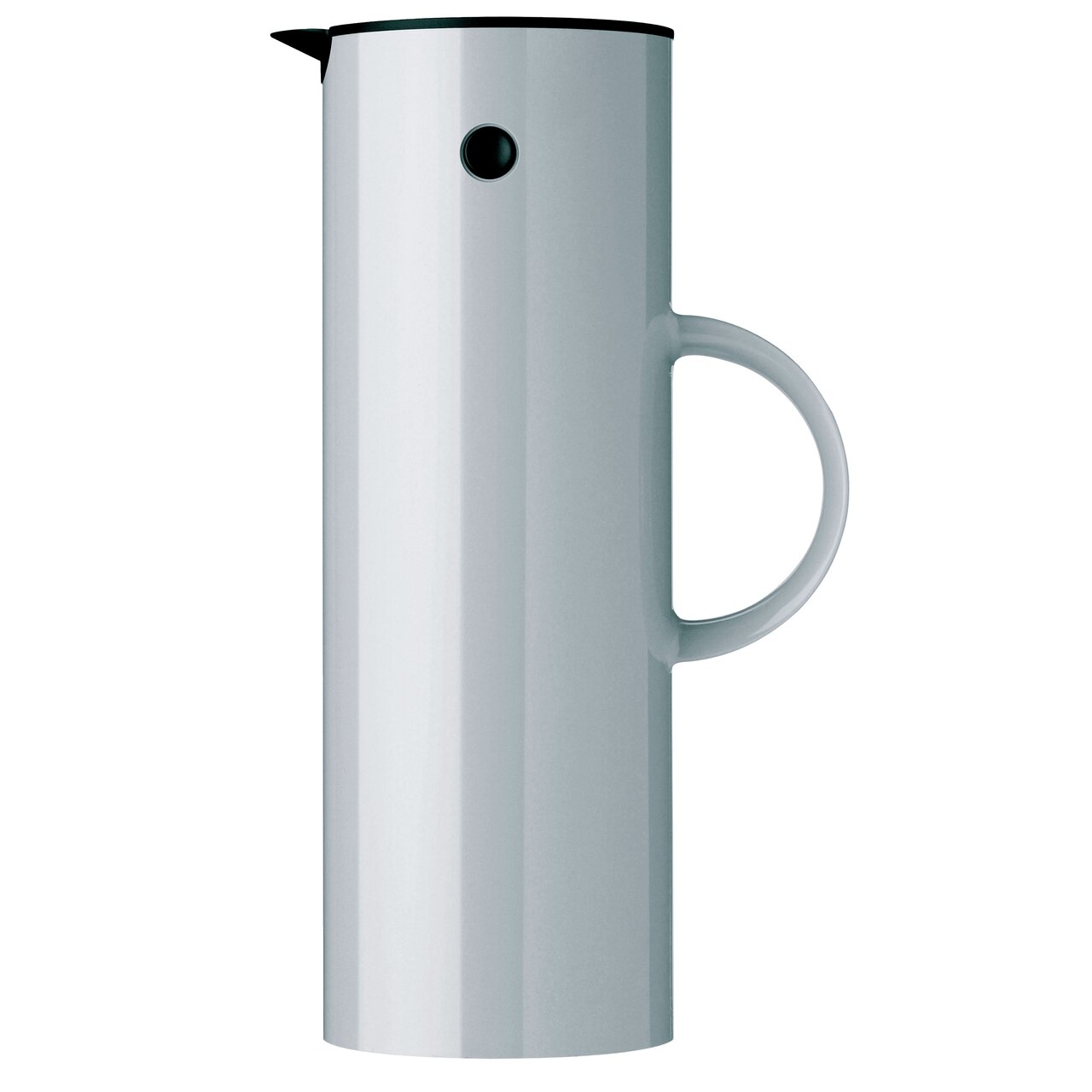 Stelton Isolierkanne 1l EM77 Isolierkanne 1 l in der Farbe Cloud, seitliche Ansicht mit Griff und Ausgießer