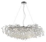 Moderner Kronleuchter RICICLE mit funkelnden Kristallen, seitliche Perspektive