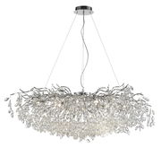 Moderner Kronleuchter RICICLE mit funkelnden Kristallen, seitliche Perspektive