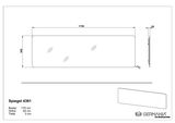 Technische Zeichnung eines rechteckigen Spiegels mit den Maßen 175 cm Breite, 54 cm Höhe und 3 cm Tiefe. Der Spiegel hat abgerundete Ecken und wird in der Seitenansicht mit einer Tiefe von 28 mm dargestellt.