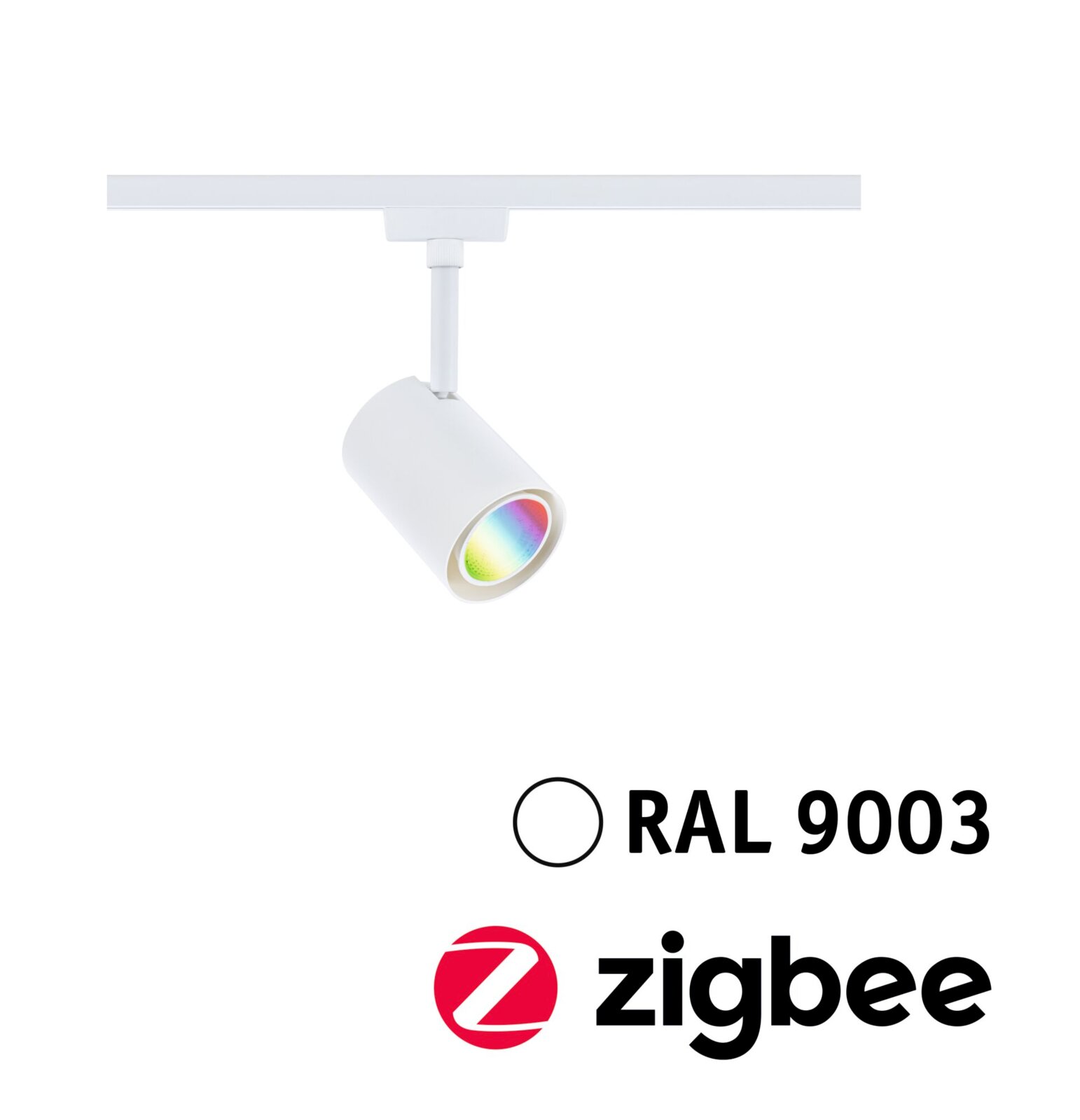 Witte railspot Luxe met Zigbee-technologie, RAL 9003, zijaanzicht