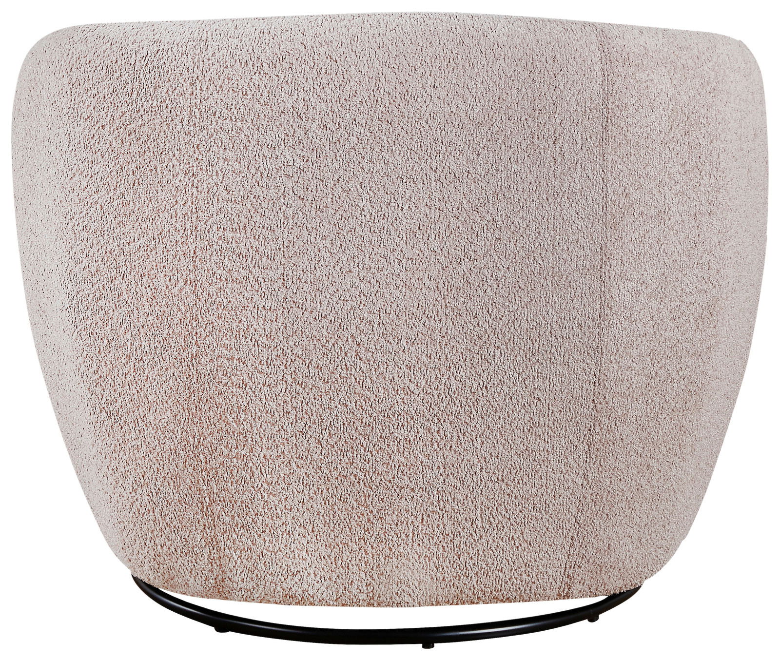 Rückansicht eines beigen Sessels mit weicher Textur und abgerundeter Form.