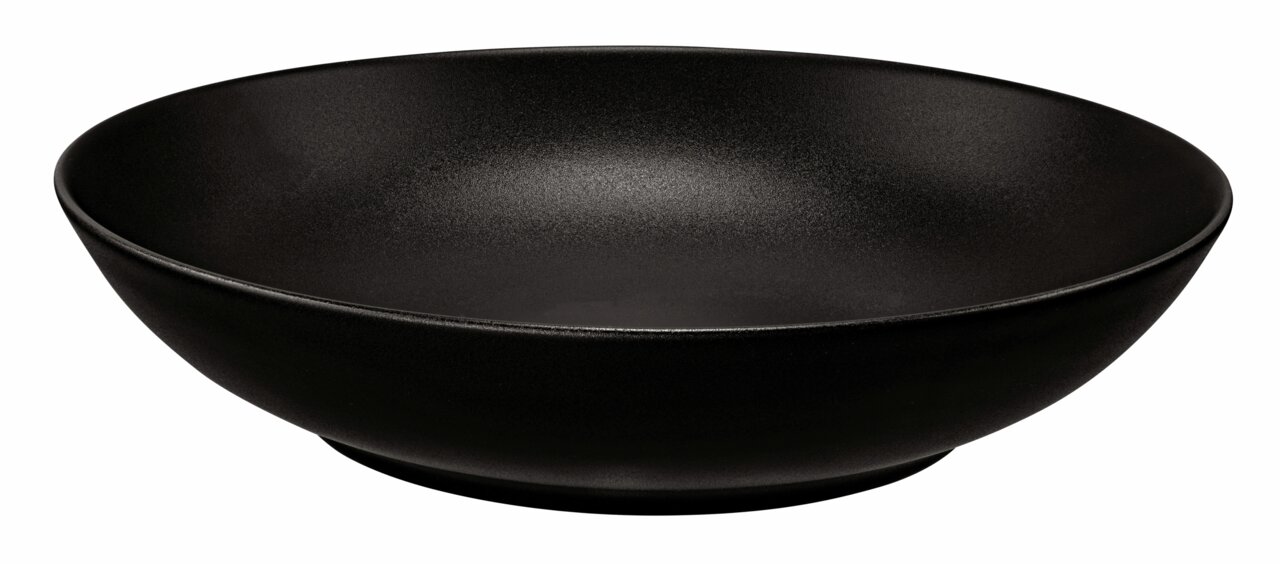Seltmann Weiden Suppenteller LIBERTY BLACK Schwarzer Suppenteller aus seitlicher Perspektive, 21 cm Durchmesser