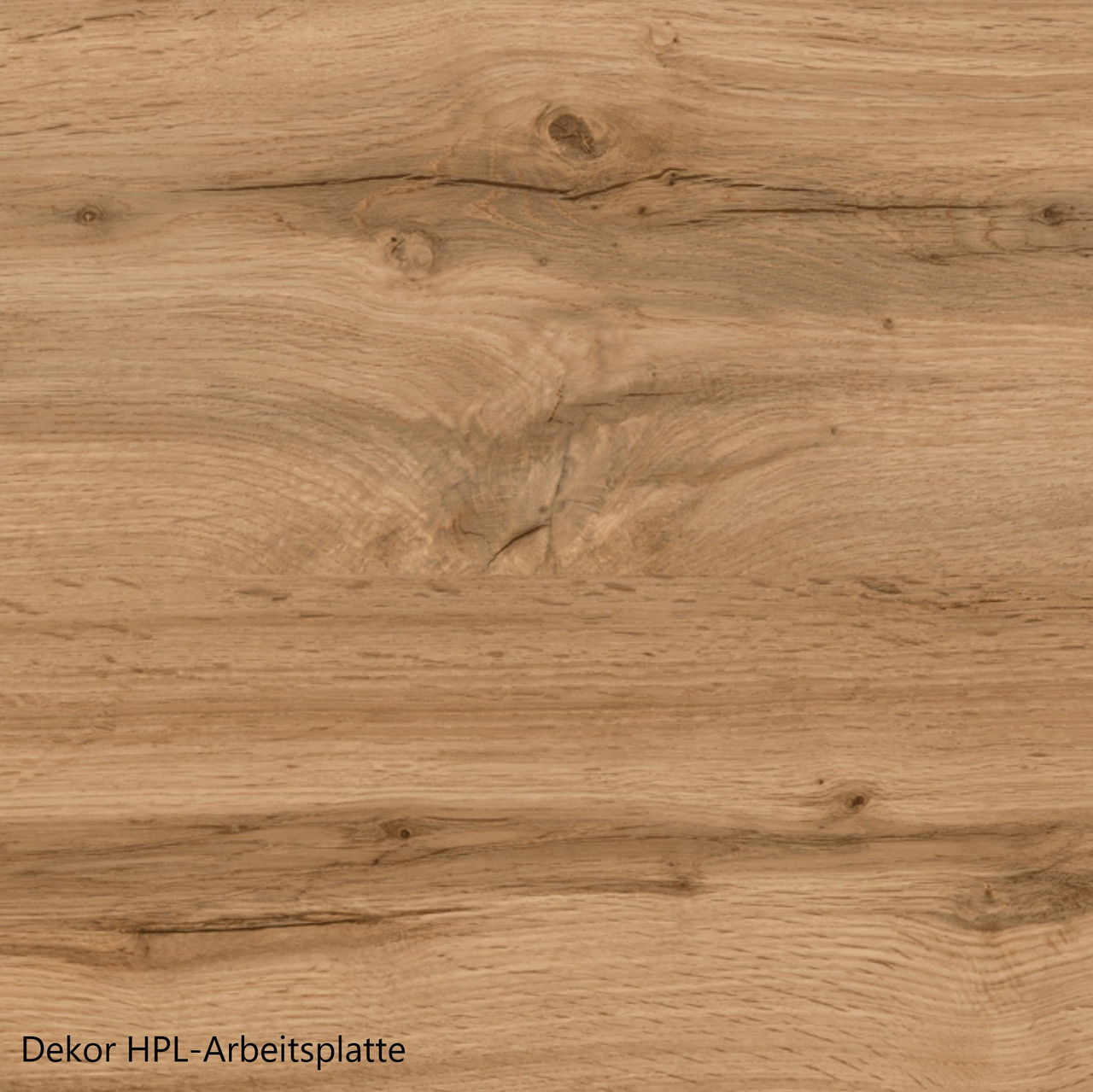 Holzdekor HPL-Arbeitsplatte in natürlicher Eichenoptik, Draufsicht