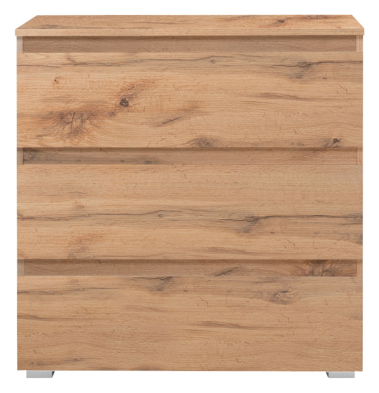 Kommode aus Holz in Frontansicht mit natürlicher Holzmaserung