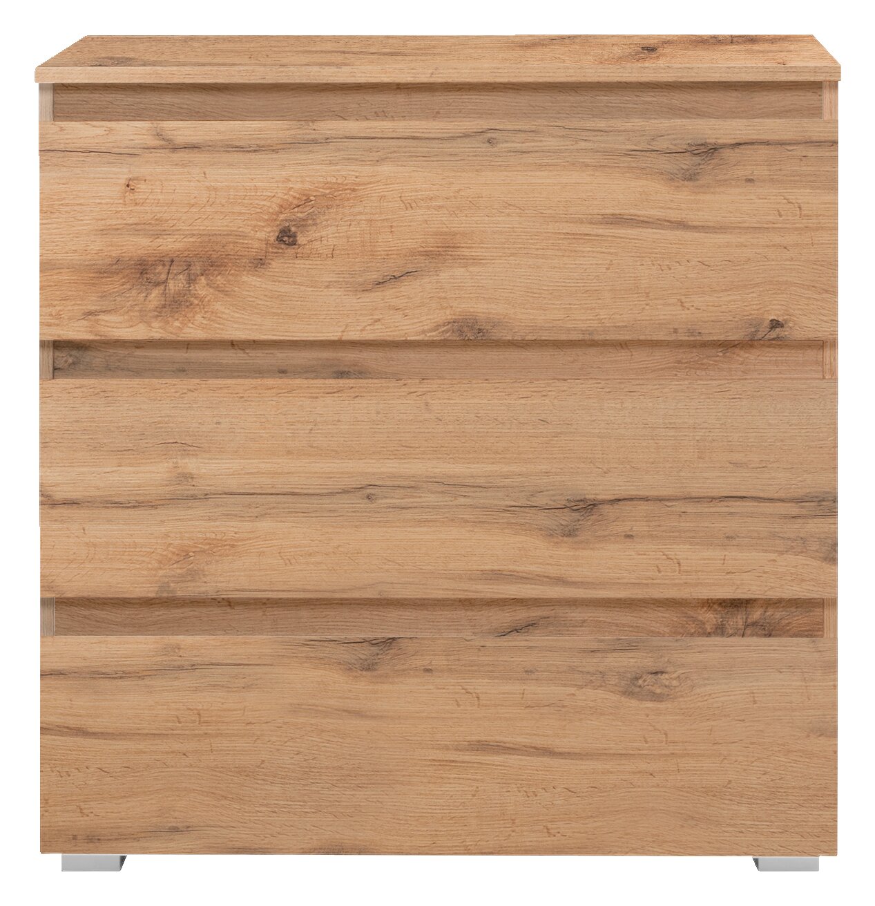 Kommode aus Holz in Frontansicht mit natürlicher Holzmaserung