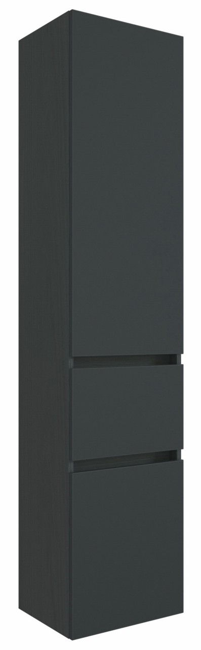 XORA Hochschrank PIENZA Moderner, schwarzer Hochschrank mit zwei Schubladen, seitliche Perspektive