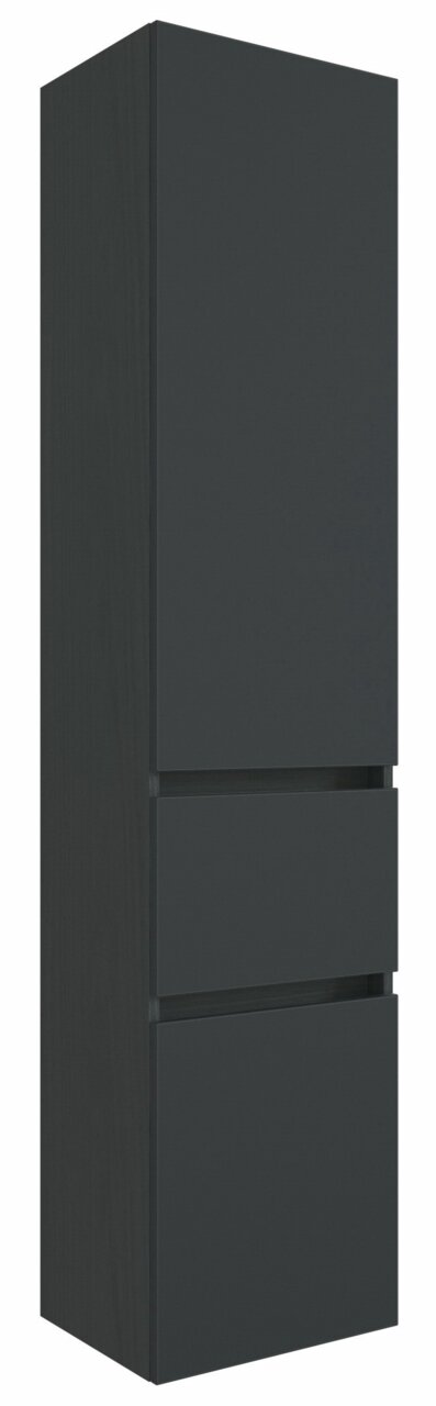 XORA Hochschrank PIENZA Moderner, schwarzer Hochschrank mit zwei Schubladen, seitliche Perspektive